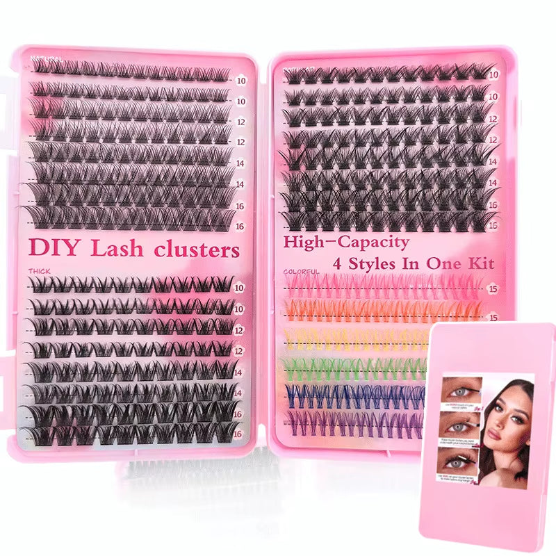 Lash Extension Kit Curl Eyelash Extension Cluster Lashes Individual Eyelashes Extension Eyelashes Makeup False Eyelashes 9-16Mm