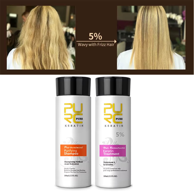 Professional Brazilian Keratin Hair Treatment Cream Straightening Smoothing Scalp Treatment Purifying Shampoo Hair Care