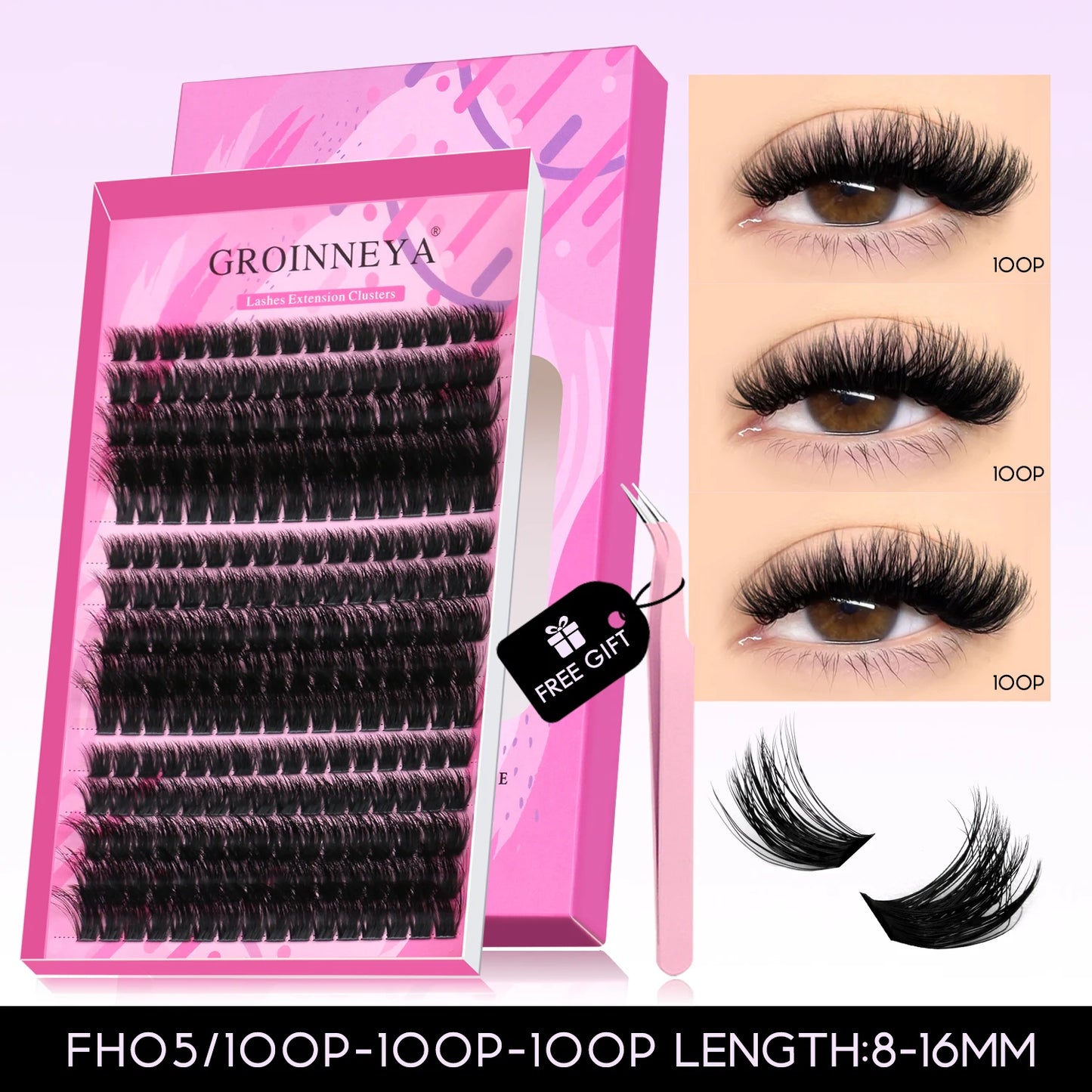 DIY Eyelashes Cluster Lashes Kit Extensions Premade Volume Eyelash Extension with Eyelash Tweezers Fake Eyelashes