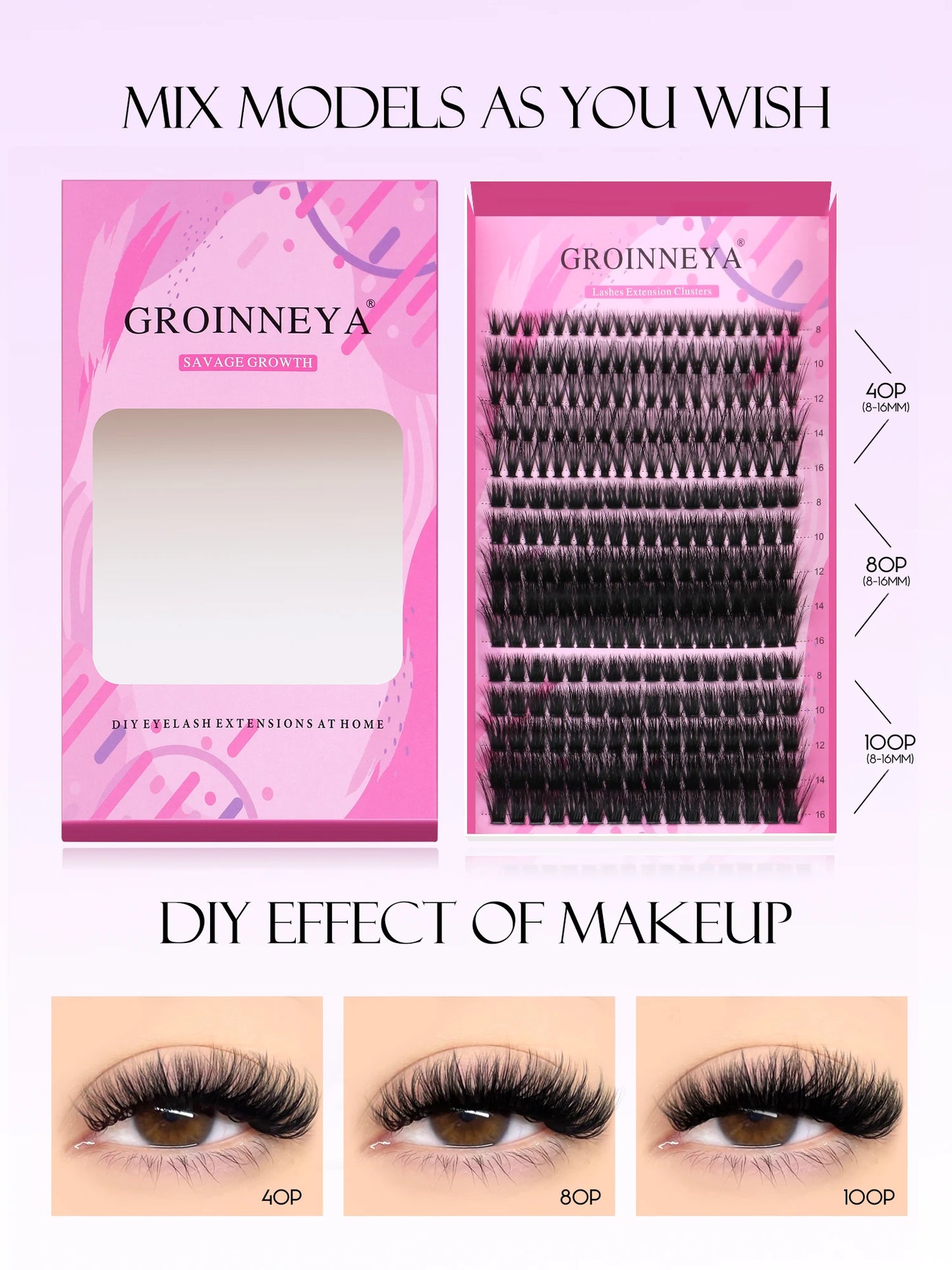 DIY Eyelashes Cluster Lashes Kit Extensions Premade Volume Eyelash Extension with Eyelash Tweezers Fake Eyelashes