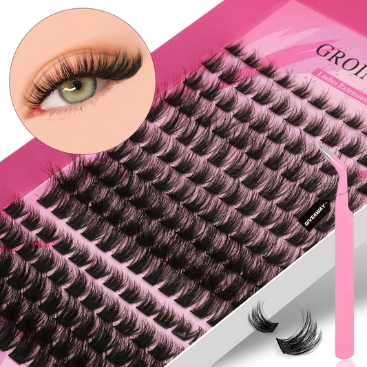 DIY Eyelashes Cluster Lashes Kit Extensions Premade Volume Eyelash Extension with Eyelash Tweezers Fake Eyelashes