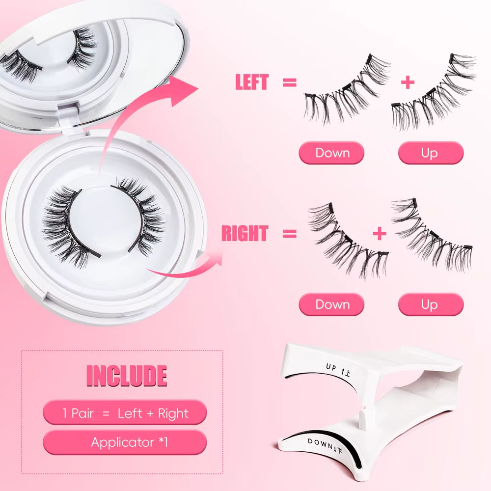 3D Natural Magnetic Eyelashes Kit No Glue Needed Fluffy Reusable Professional 3D Magnetic False Eyelashes