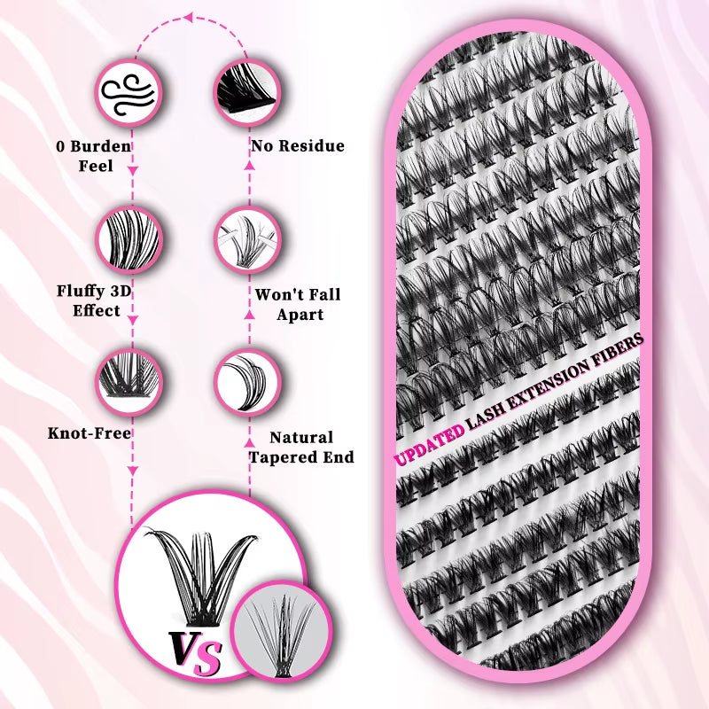Lash Extension Kit Curl Eyelash Extension Cluster Lashes Individual Eyelashes Extension Eyelashes Makeup False Eyelashes 9-16Mm