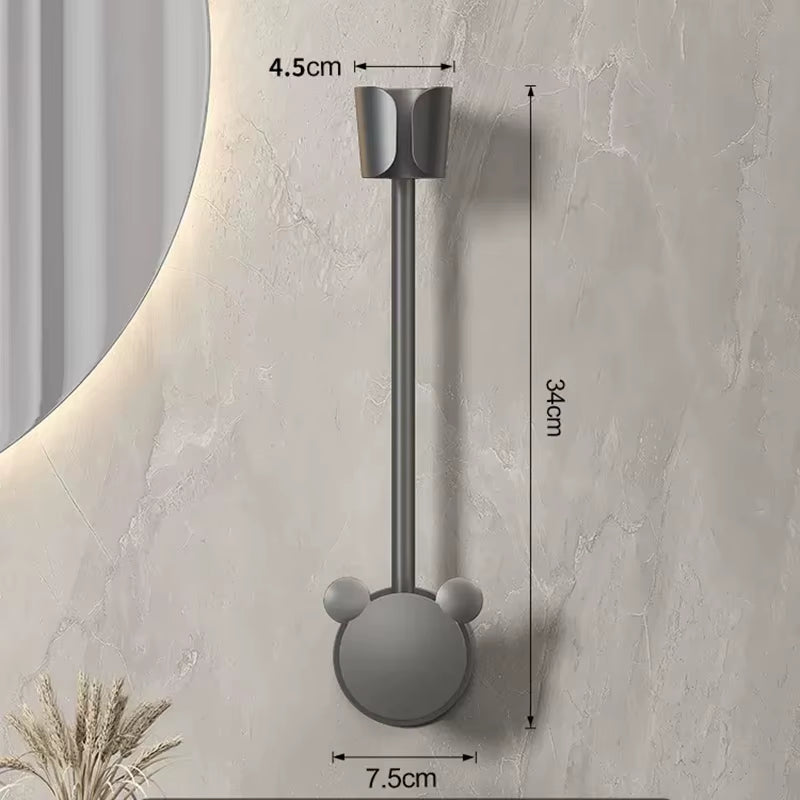 Hair Dryer Holder Bathroom Wall-Mounted Hairdryer Storage Rack Free Hands Multifunction Adjustable Comb Hair Dryer Organizer