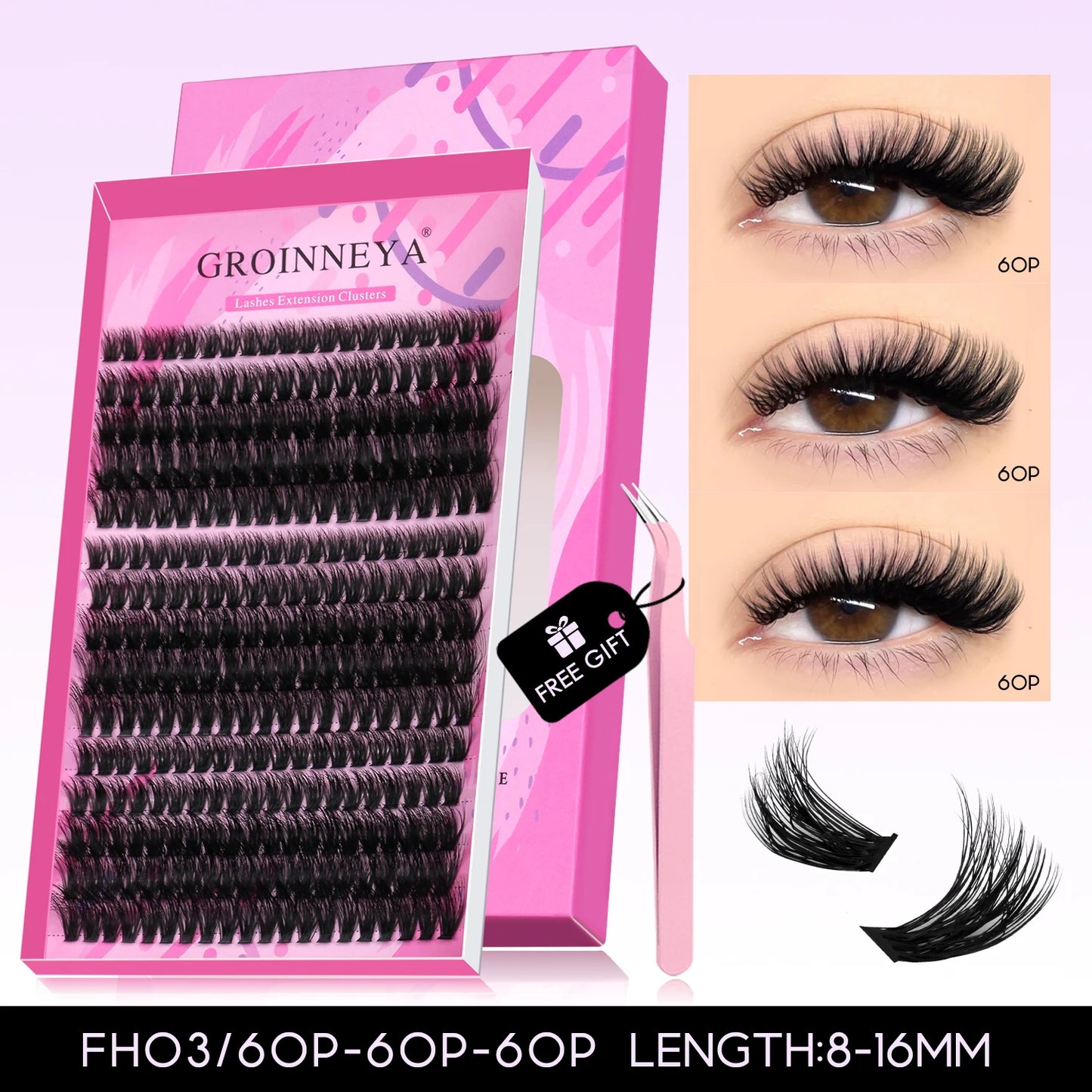 DIY Eyelashes Cluster Lashes Kit Extensions Premade Volume Eyelash Extension with Eyelash Tweezers Fake Eyelashes