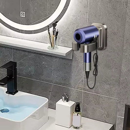 Hair Dryer Holder Wall Mounted Suction Cup Blow Dryer Organizer Dryer Hanger Hair Dryer Storage Rack for Bedroom & Bathroom