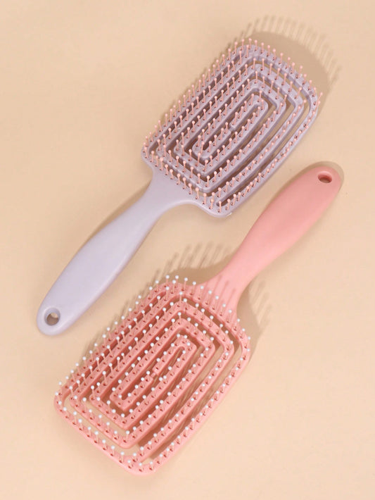 2Pcs/1Pc Ribbed Comb Volumizing Detangling Hair Brush, Women'S Long Hair Massage Comb with Hollowed-Out Design for Home Use,Hair Brush,Comb,Hair Tools,Hair Products and Accessories for Barber Salon Beauty Travel Essentials,Back to School,Travel Holiday Essentials,Hair Accessories for Women,Brush,Hair Brushes,Edge Brush,Brush Hair,Hair Comb,Comb Hair,Detangling Brush,Ball Brush,Mini Hair Brush,Hair Brush Set,Wooden Comb