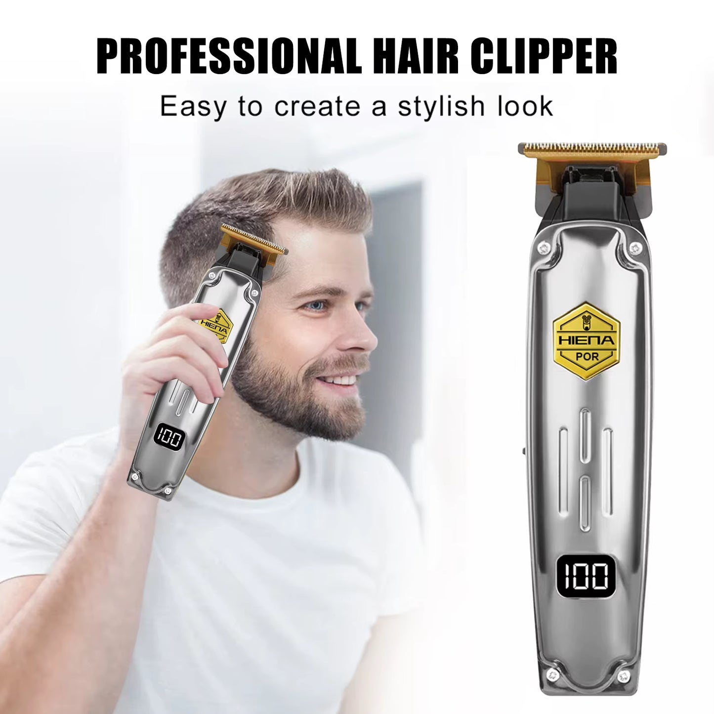 HYN Electric Hair Clipper Smart Digital Display Hair Beard Shaver Professional Hairdressing Carving Hair Cutting Machine