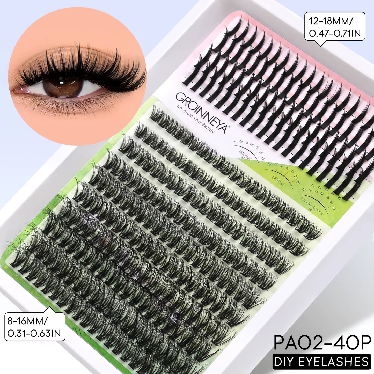 Lash Clusters Kit DIY Manga Cluster Lashes Set Spikes Lashes Cluster Extension Full Set Individual Eyelashes Makeup