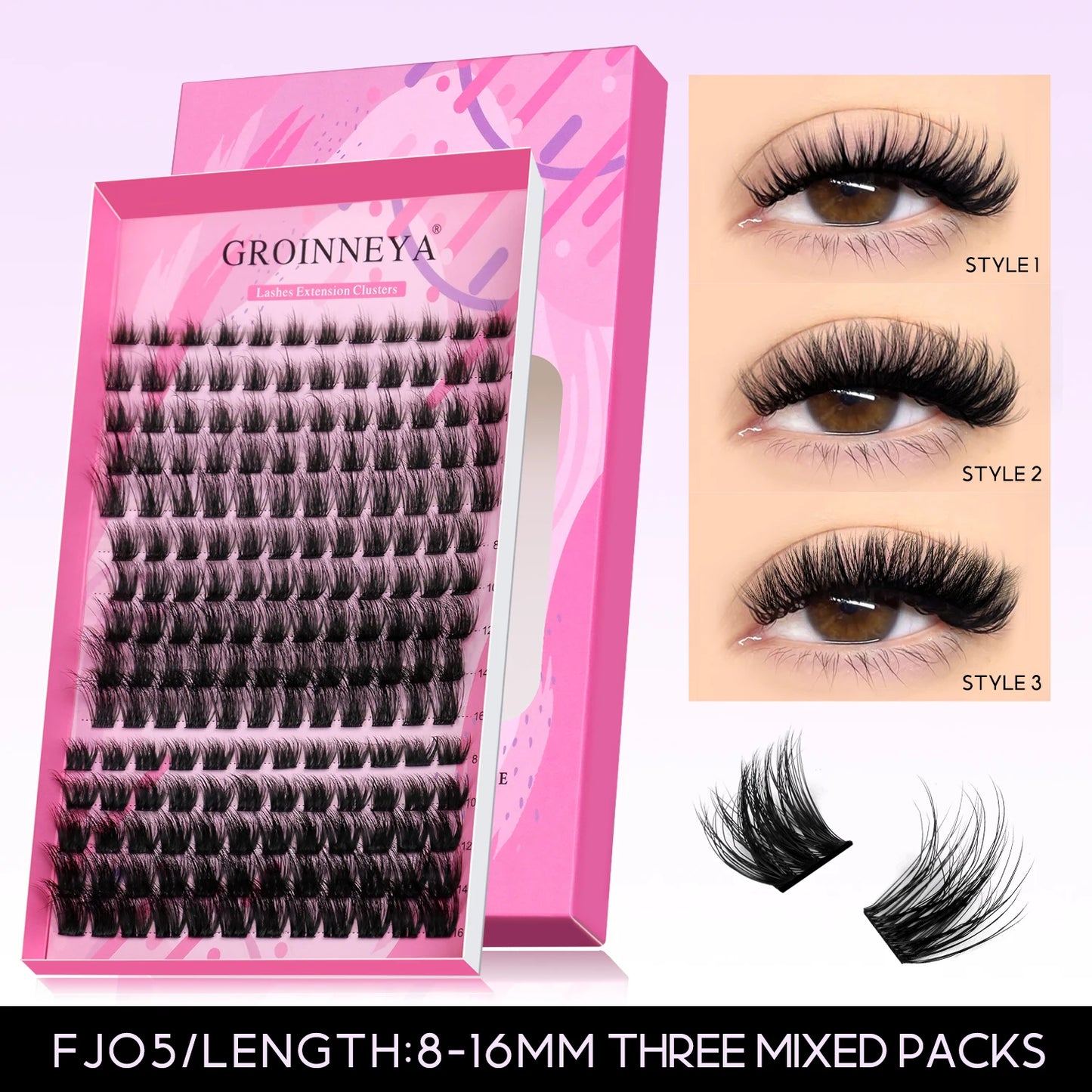 DIY Eyelashes Cluster Lashes Kit Extensions Premade Volume Eyelash Extension with Eyelash Tweezers Fake Eyelashes