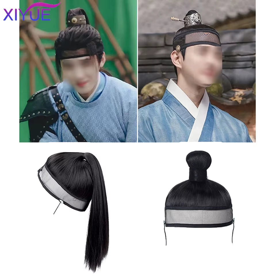 Synthetic Cosplay Headdress Hanfu Hat Black Hanfu Men Warrior Cosplay Hair Products Ming Dynasty Ancient History Ninjas Hair
