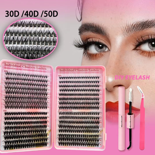Lash Extension Kit Curl Eyelash Extension Cluster Lashes Individual Eyelashes Extension Eyelashes Makeup False Eyelashes 9-16Mm