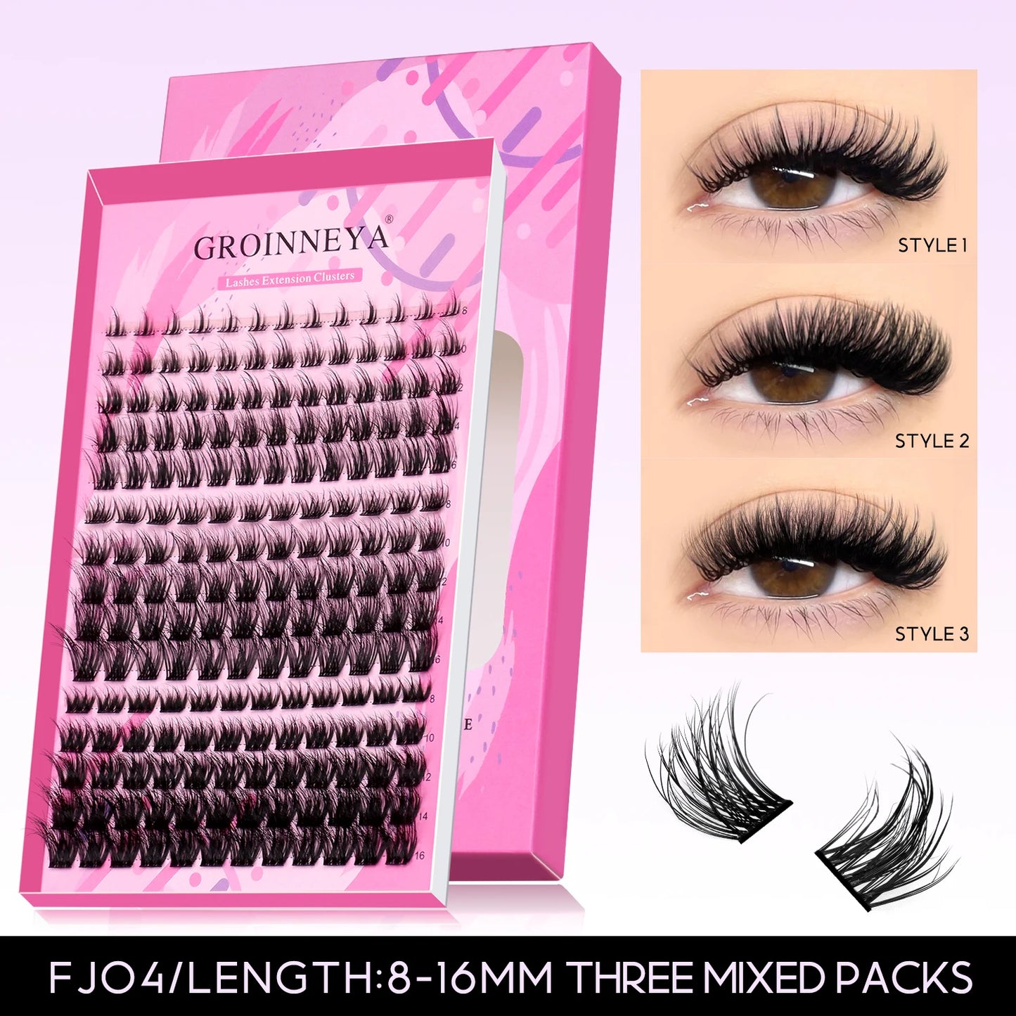 DIY Eyelashes Cluster Lashes Kit Extensions Premade Volume Eyelash Extension with Eyelash Tweezers Fake Eyelashes