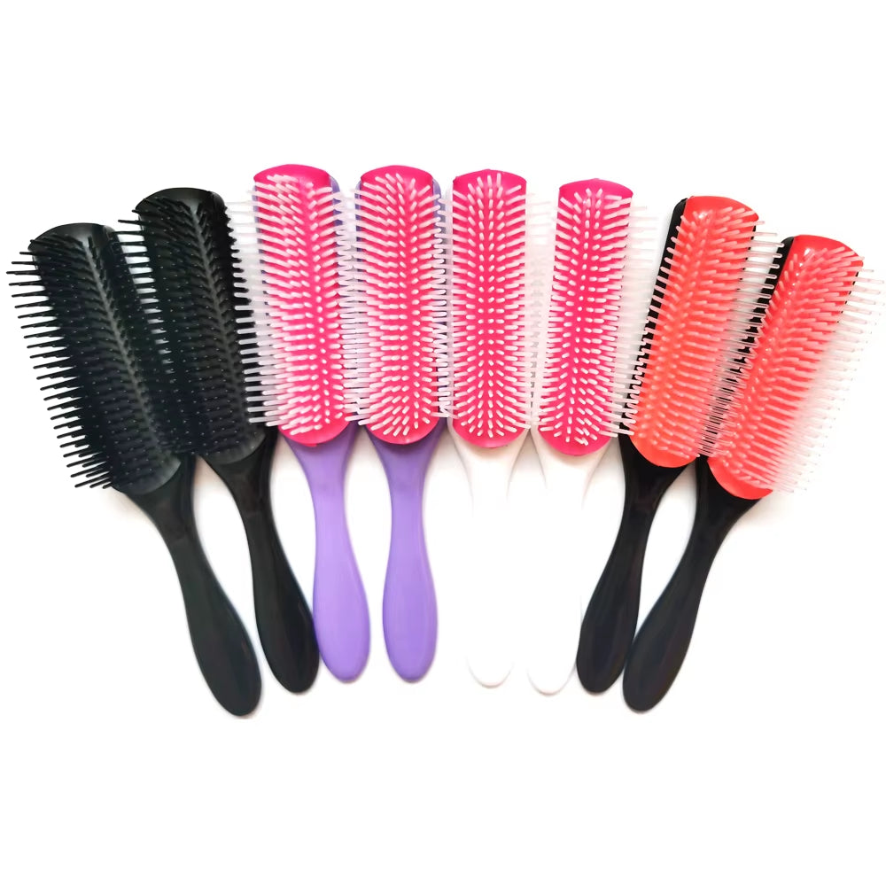 9 Rows Detangling Deman Hair Brush Scalp Massage Hairbrush Styling Salon Hairdressing Women Straight Curly Hair Products Comb