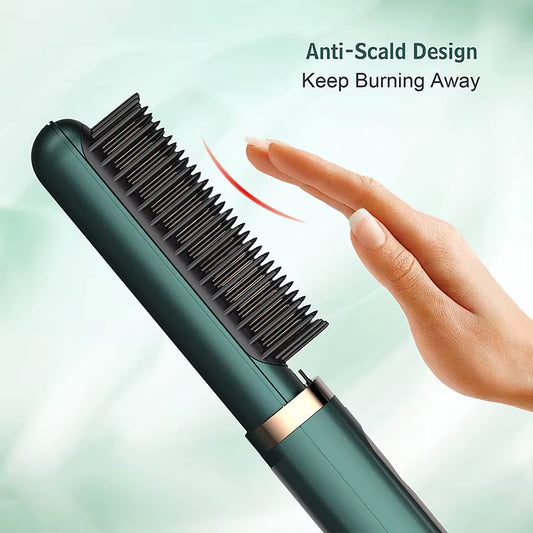 Mult-Ifunctional 2 in 1 Negative Ion Ceramic Electric Heat Brush Hair Straightener Hair Styling Tools Heating Comb