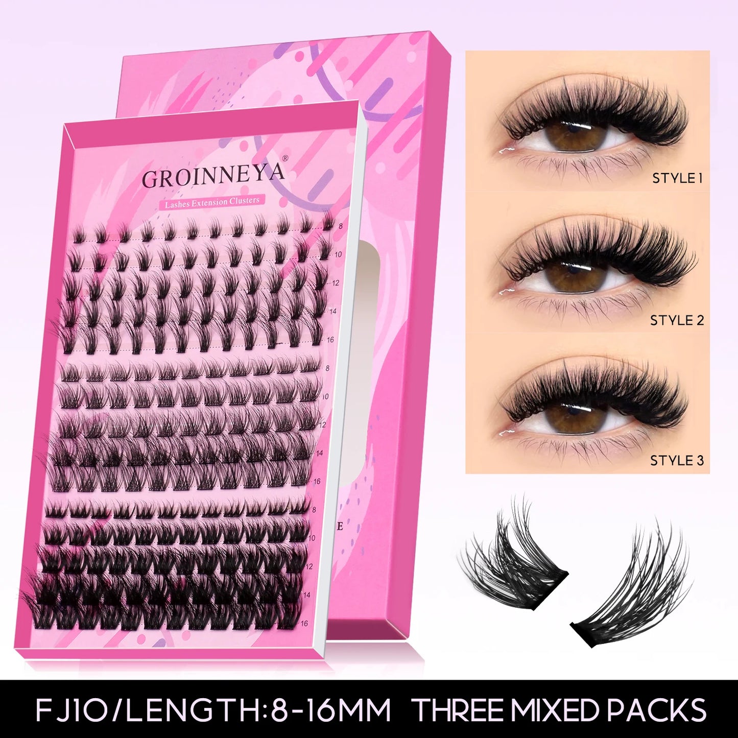 DIY Eyelashes Cluster Lashes Kit Extensions Premade Volume Eyelash Extension with Eyelash Tweezers Fake Eyelashes