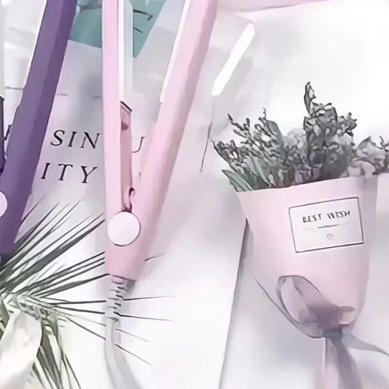 Mini Hair Straightener Clipboard Small Power Plug Curling Hair Straight Hair Girls Air Bangs Portable Hair Straightener