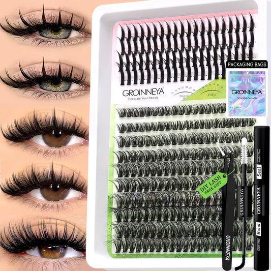 Lash Clusters Kit DIY Manga Cluster Lashes Set Spikes Lashes Cluster Extension Full Set Individual Eyelashes Makeup