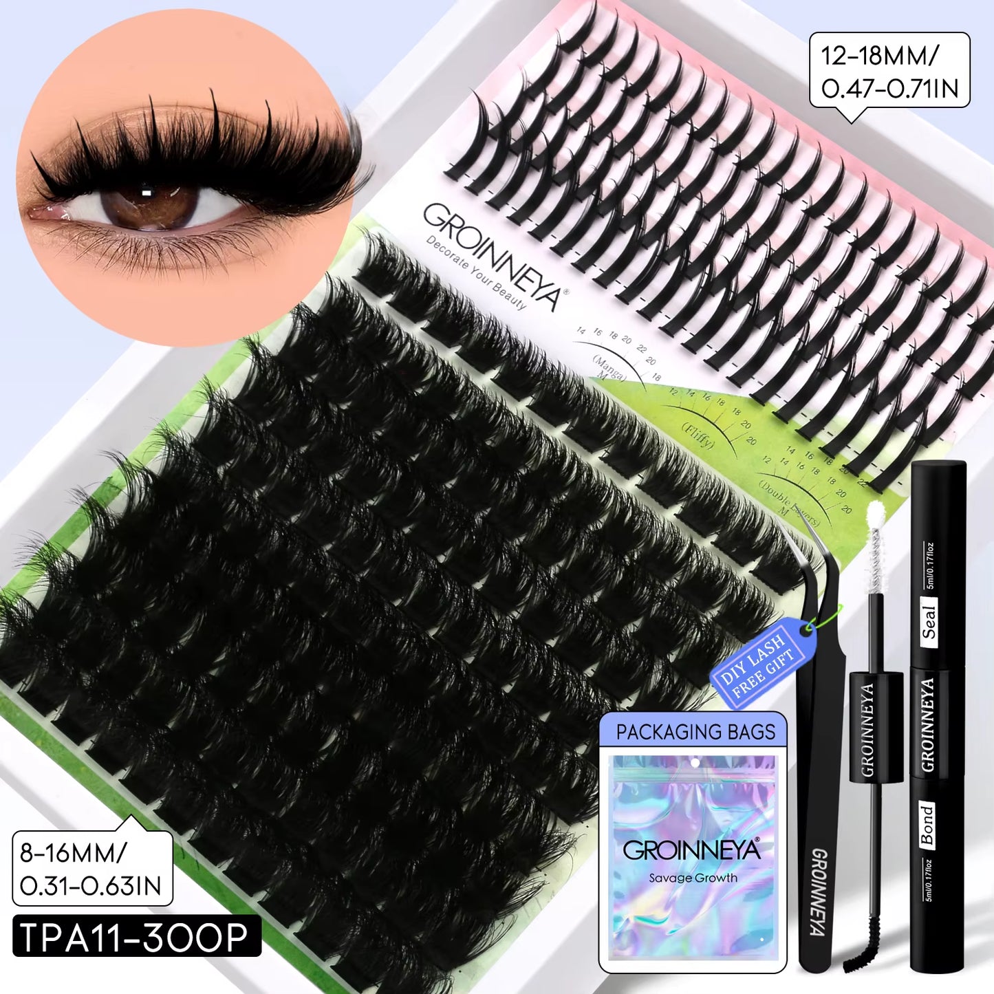 Lash Clusters Kit DIY Manga Cluster Lashes Set Spikes Lashes Cluster Extension Full Set Individual Eyelashes Makeup