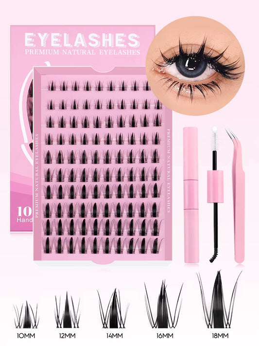 DIY Lash Kit 10-18Mm Manga Lashes Mixed Tray Lash Clusters Individual Eyelashes Kit with Lash Bond DIY Lashes