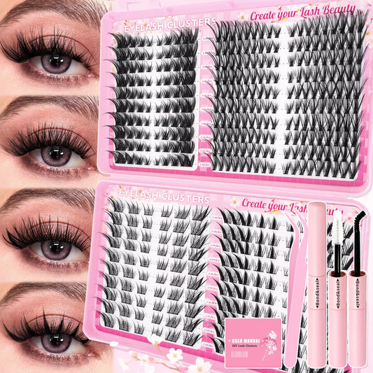 Mixed Length Individual False Eyelashes Kit, Natural Look Eyelash Extensions with Lash Applicators
