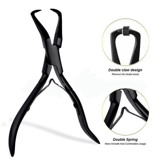 1 PC 5.5 Inch Silver Stainless Steel Clamp Hair Extension Plier with Two Hook Keratin Hair Extensions Removal Tools