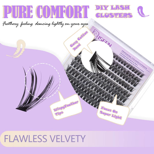 DIY Lash Extension Kit Cluster Lashes Individual Eyelashes Kit with Lash Bond and Seal, Reusable Mange Lashes for Daily Use