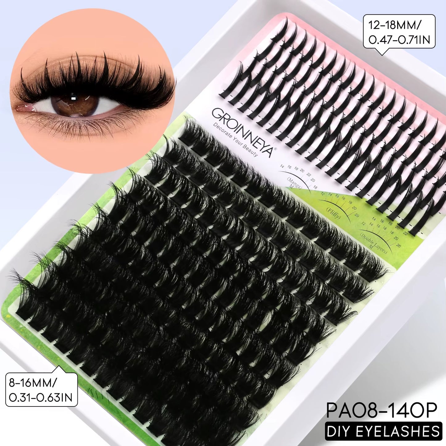 Lash Clusters Kit DIY Manga Cluster Lashes Set Spikes Lashes Cluster Extension Full Set Individual Eyelashes Makeup