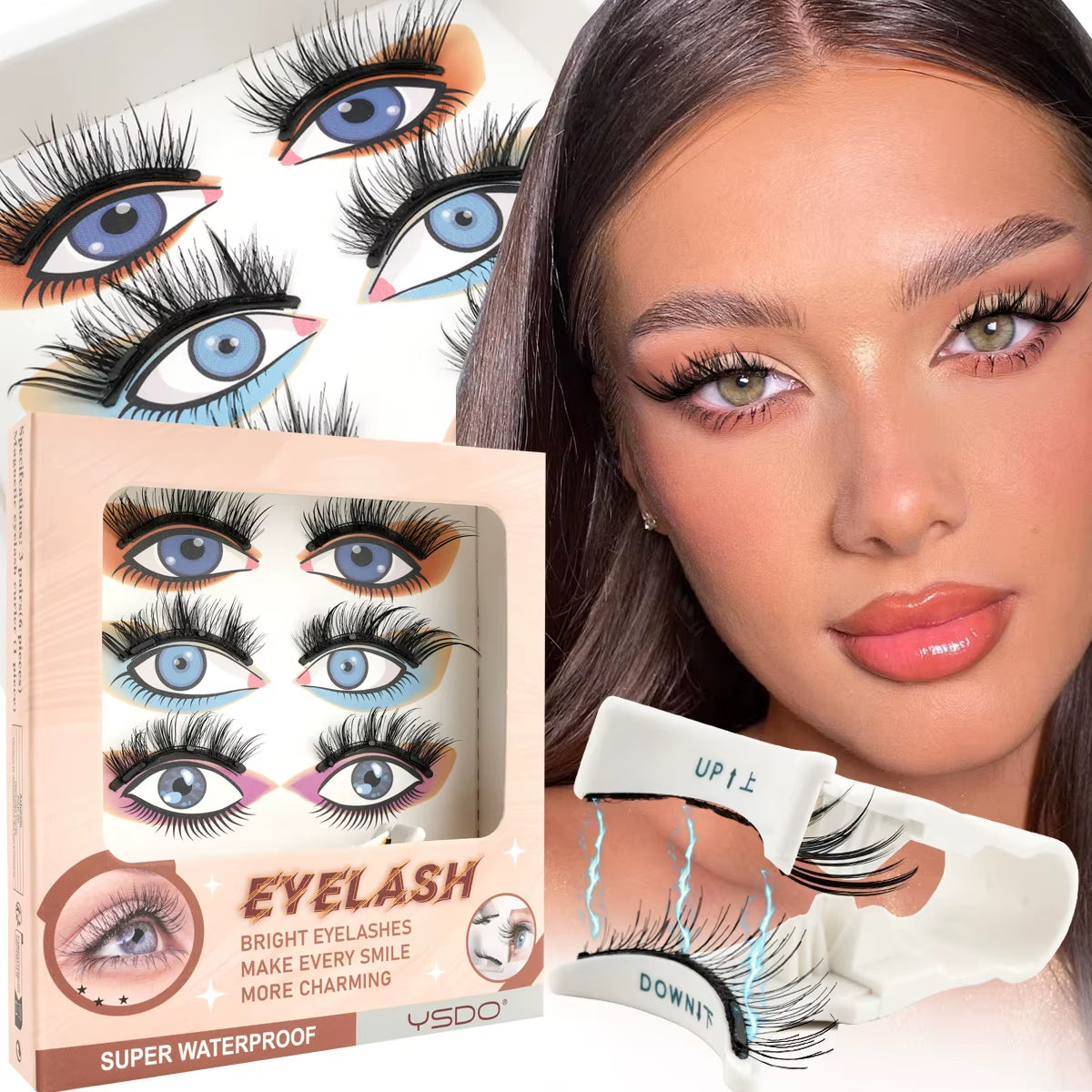 Magnetic Eyelash 1/3 Pairs Magnetic Fake Eyelashes Kit and Magnetic Tweezers Makeup Tool Handmade Reusable Mink Lashes Make Up
