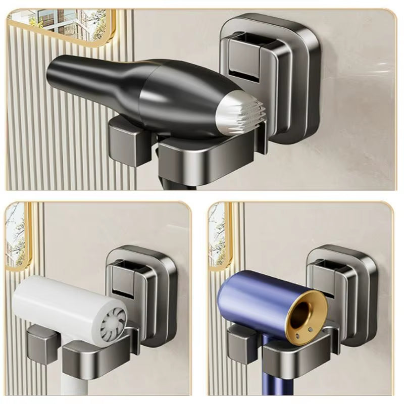 Hair Dryer Holder Wall Mounted Suction Cup Blow Dryer Organizer Dryer Hanger Hair Dryer Storage Rack for Bedroom & Bathroom