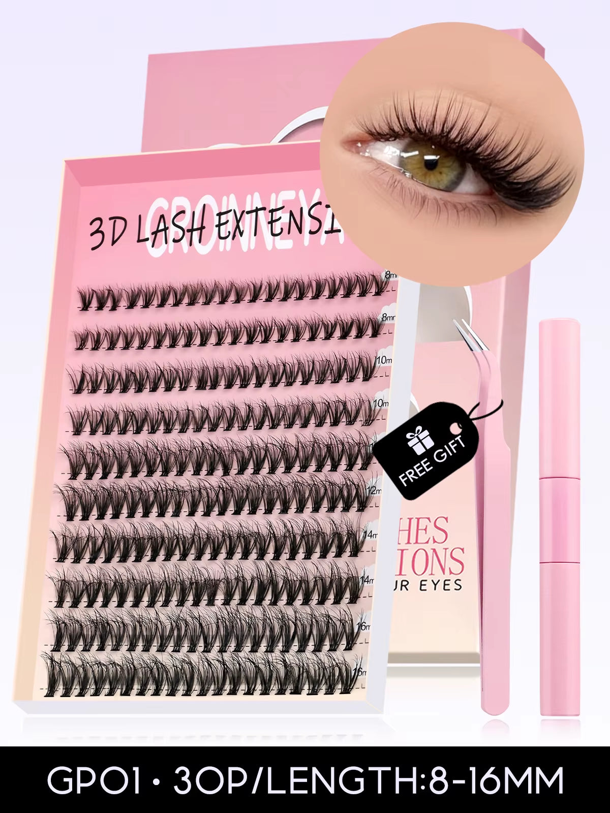 DIY Lash Kit 10-18Mm Manga Lashes Mixed Tray Lash Clusters Individual Eyelashes Kit with Lash Bond DIY Lashes