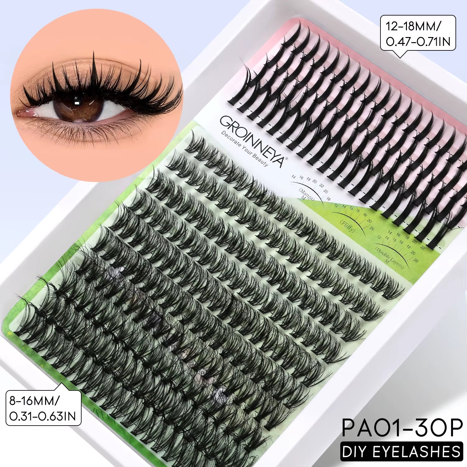 Lash Clusters Kit DIY Manga Cluster Lashes Set Spikes Lashes Cluster Extension Full Set Individual Eyelashes Makeup