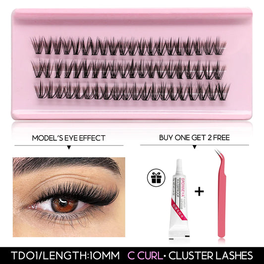 DIY Lash Kit 10-18Mm Manga Lashes Mixed Tray Lash Clusters Individual Eyelashes Kit with Lash Bond DIY Lashes