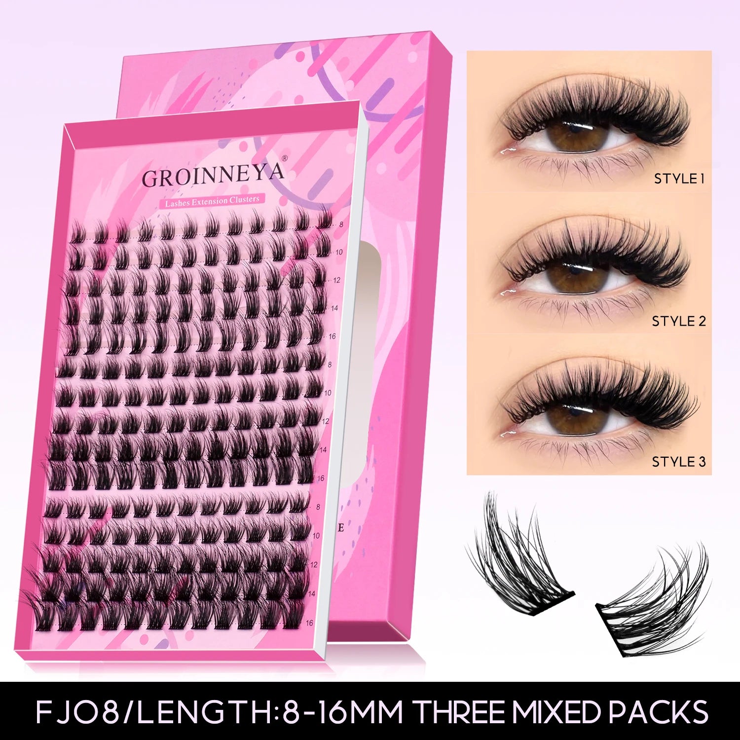 DIY Eyelashes Cluster Lashes Kit Extensions Premade Volume Eyelash Extension with Eyelash Tweezers Fake Eyelashes