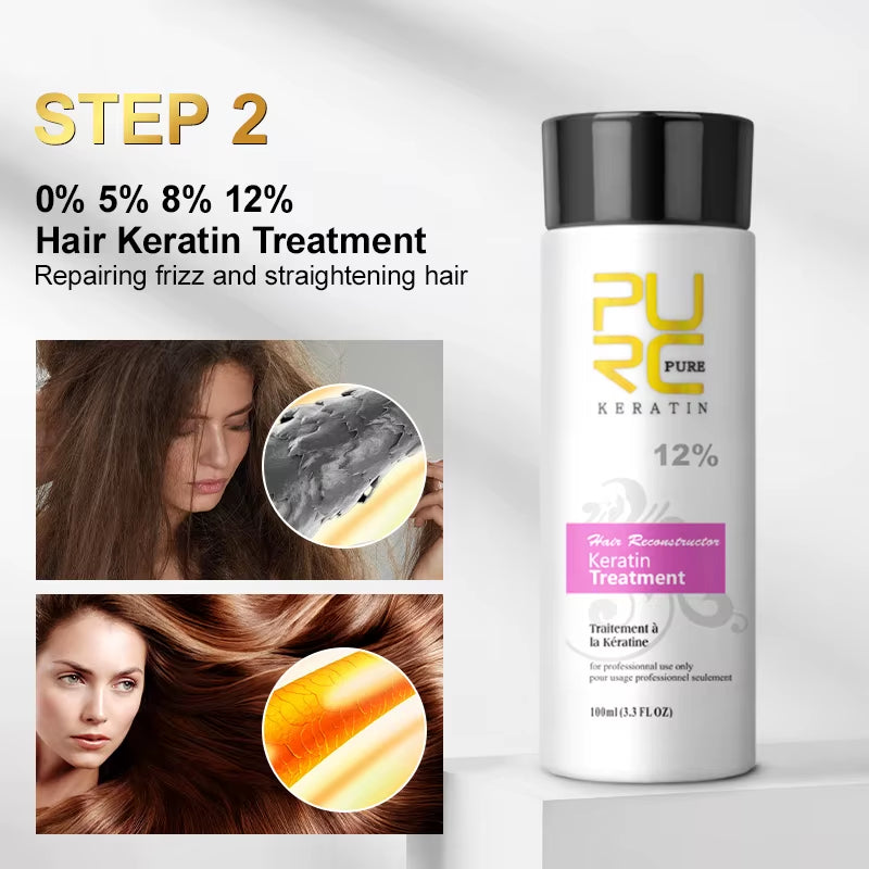 Professional Brazilian Keratin Hair Treatment Cream Straightening Smoothing Scalp Treatment Purifying Shampoo Hair Care