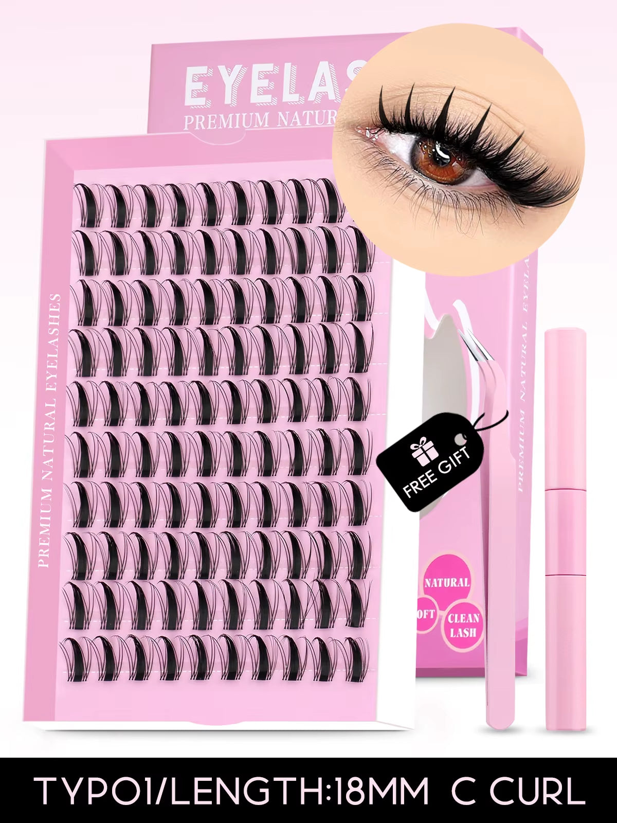 DIY Lash Kit 10-18Mm Manga Lashes Mixed Tray Lash Clusters Individual Eyelashes Kit with Lash Bond DIY Lashes