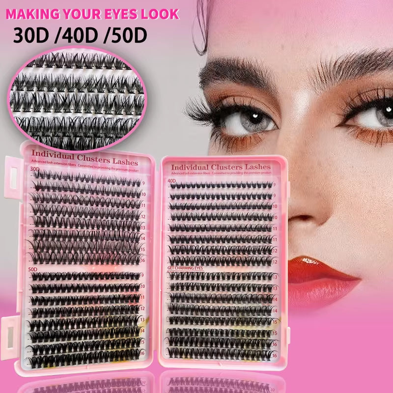 Lash Extension Kit Curl Eyelash Extension Cluster Lashes Individual Eyelashes Extension Eyelashes Makeup False Eyelashes 9-16Mm