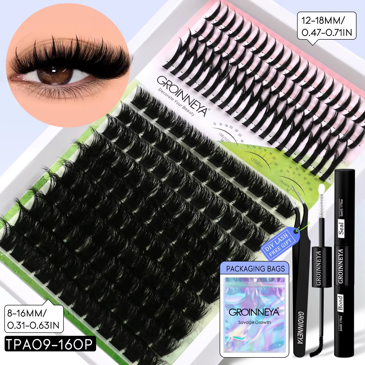 Lash Clusters Kit DIY Manga Cluster Lashes Set Spikes Lashes Cluster Extension Full Set Individual Eyelashes Makeup