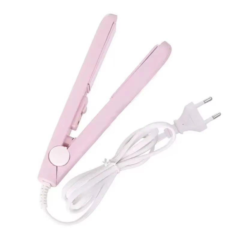 Mini Hair Straightener Clipboard Small Power Plug Curling Hair Straight Hair Girls Air Bangs Portable Hair Straightener