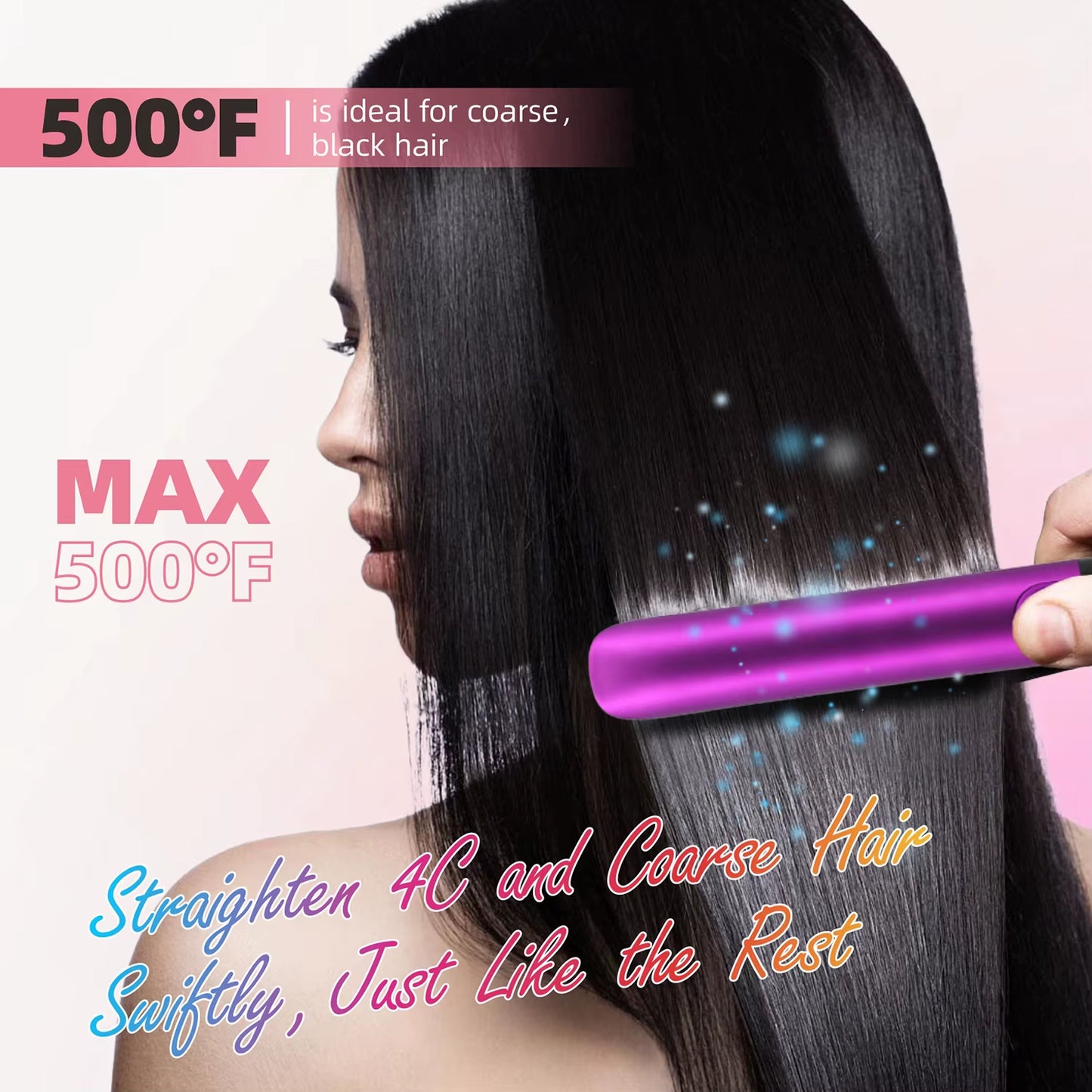 Hair Straightener Curler Plasma Keratin Treatment 500°F Hair Flat Irons for Frizzy Hair Styling Tool 110-240V Dual Voltage