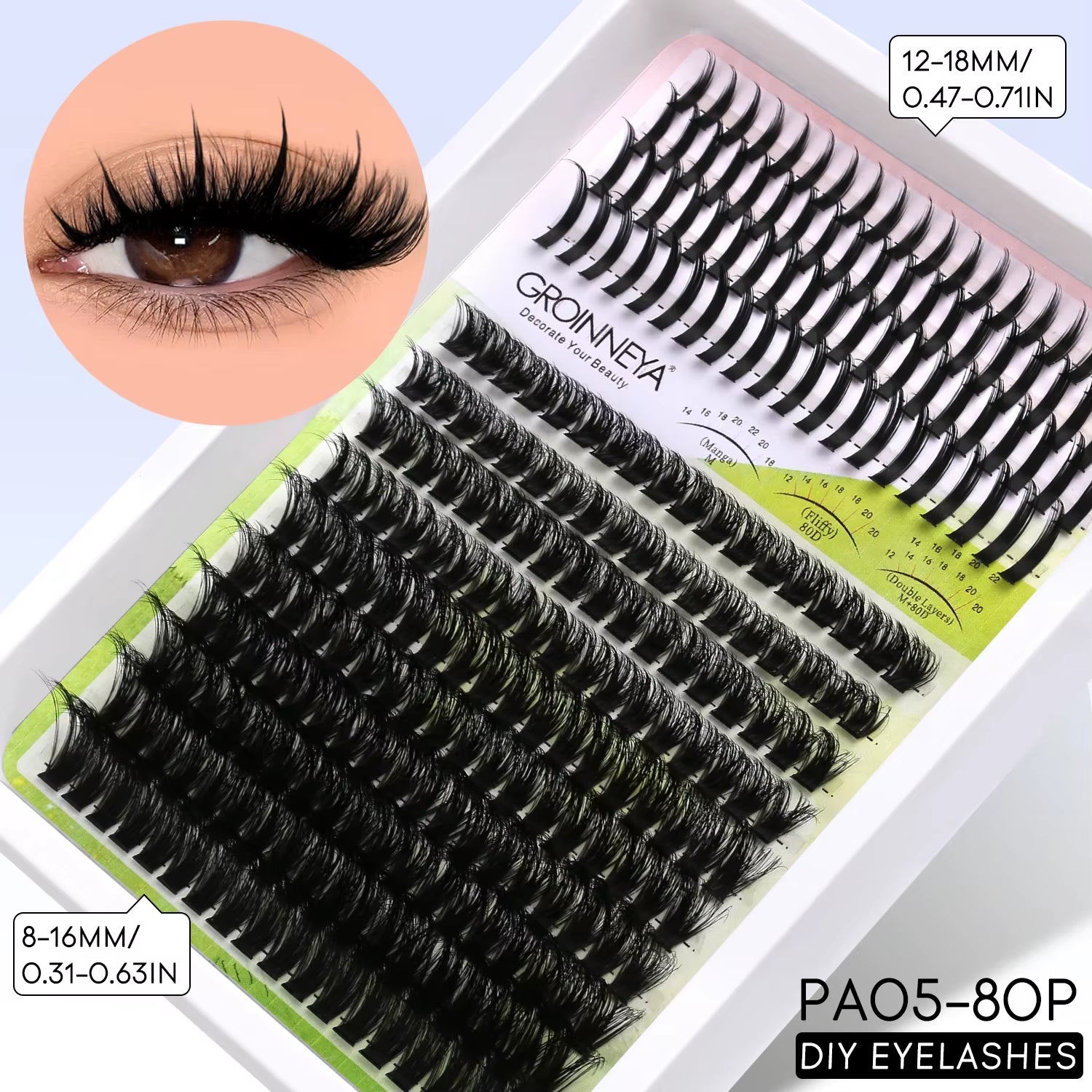 Lash Clusters Kit DIY Manga Cluster Lashes Set Spikes Lashes Cluster Extension Full Set Individual Eyelashes Makeup