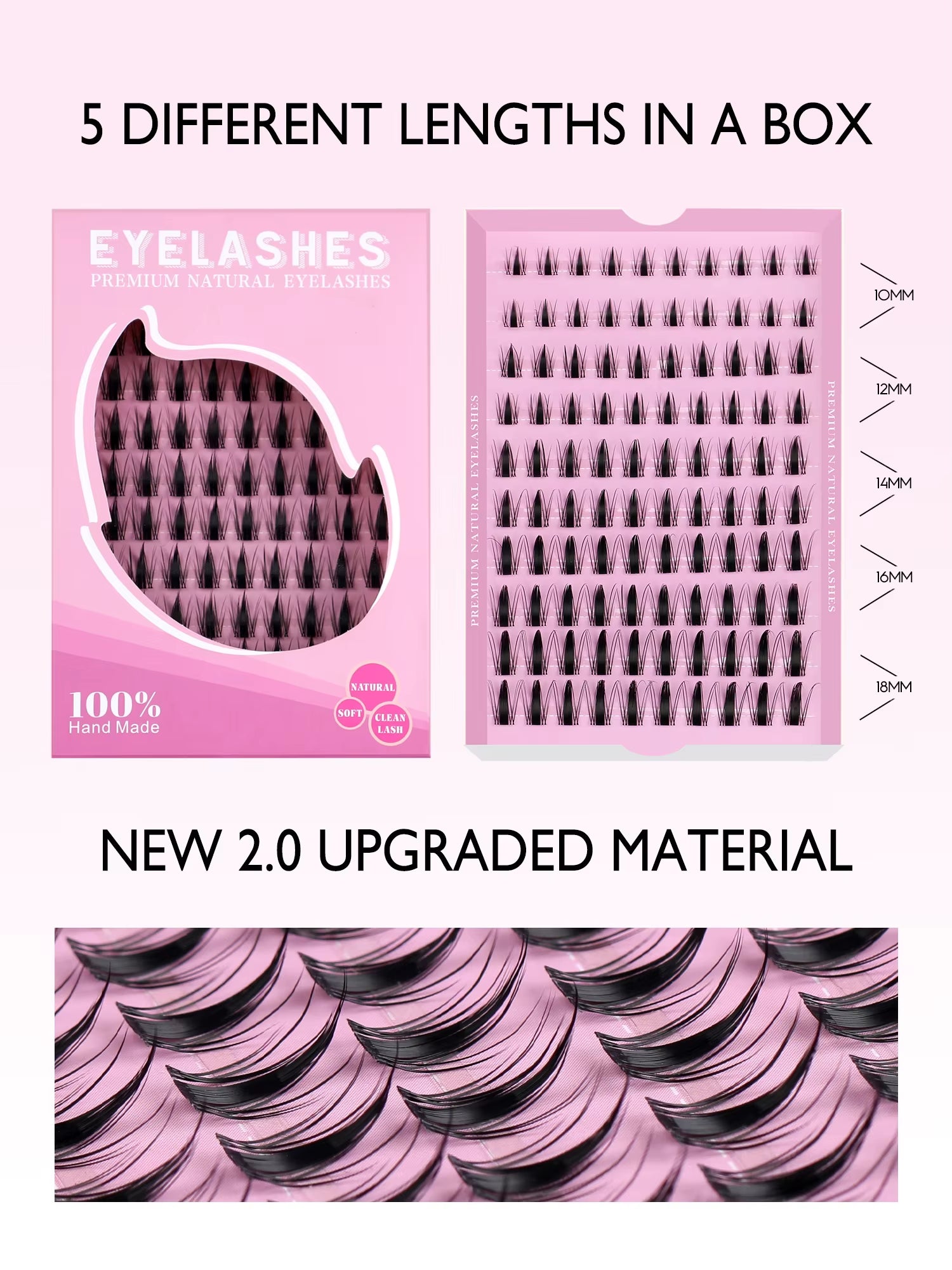 DIY Lash Kit 10-18Mm Manga Lashes Mixed Tray Lash Clusters Individual Eyelashes Kit with Lash Bond DIY Lashes