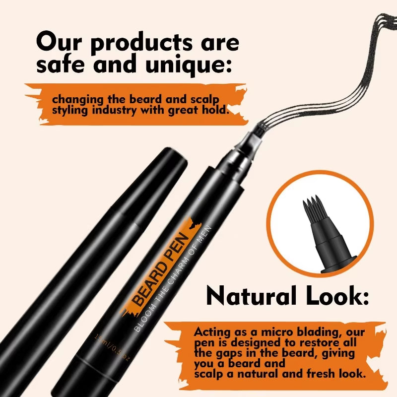 Waterproof Beard Pen Man Moustache Coloring Shaping Tools Thicker Longer Fuller Beard Eyebrows Hair Filling Pen Black Hair Care