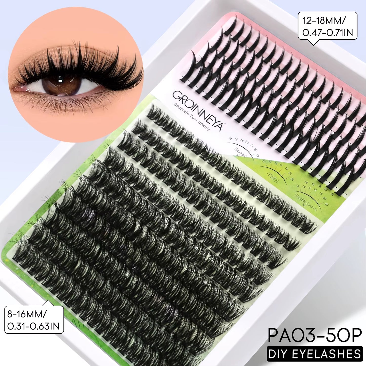 Lash Clusters Kit DIY Manga Cluster Lashes Set Spikes Lashes Cluster Extension Full Set Individual Eyelashes Makeup