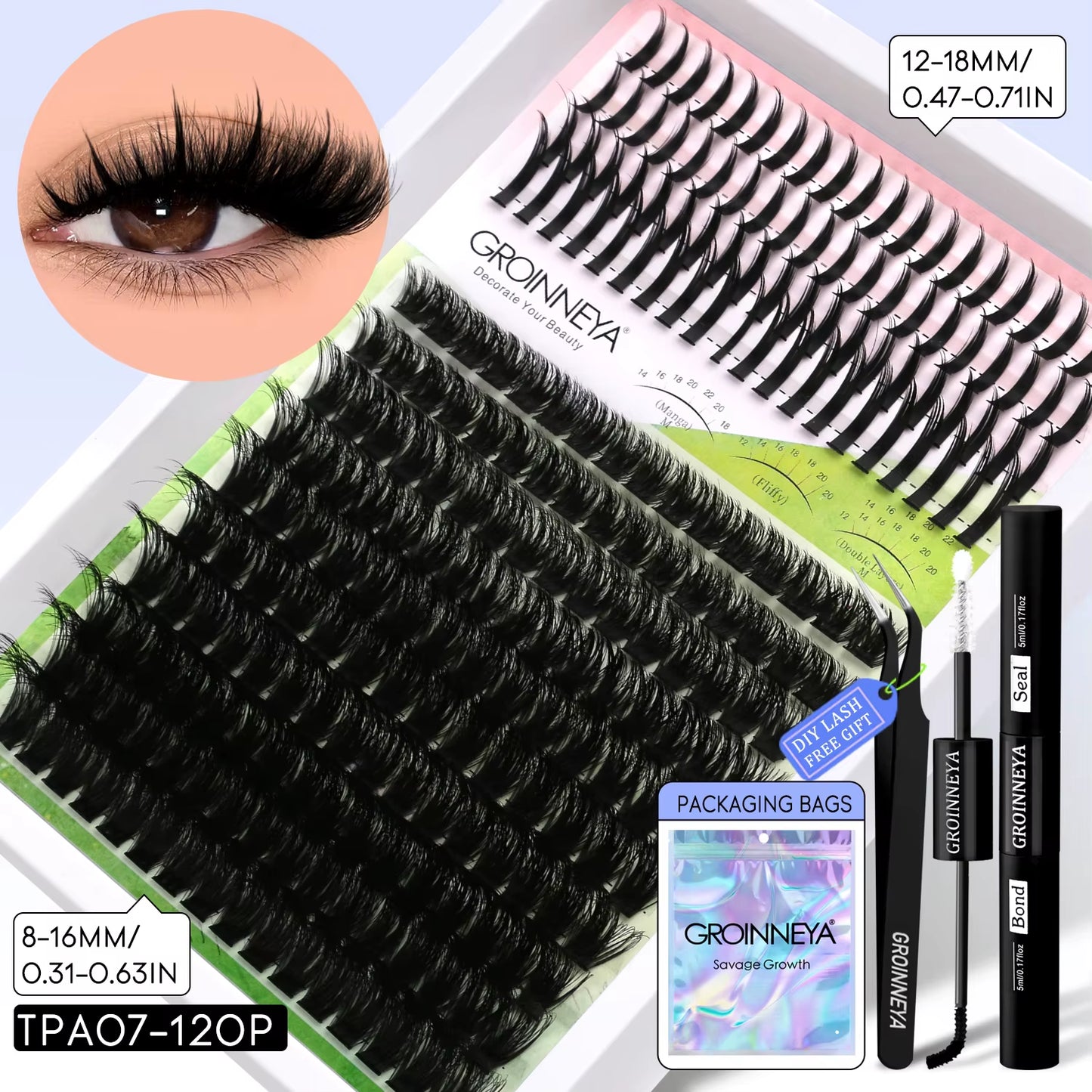 Lash Clusters Kit DIY Manga Cluster Lashes Set Spikes Lashes Cluster Extension Full Set Individual Eyelashes Makeup