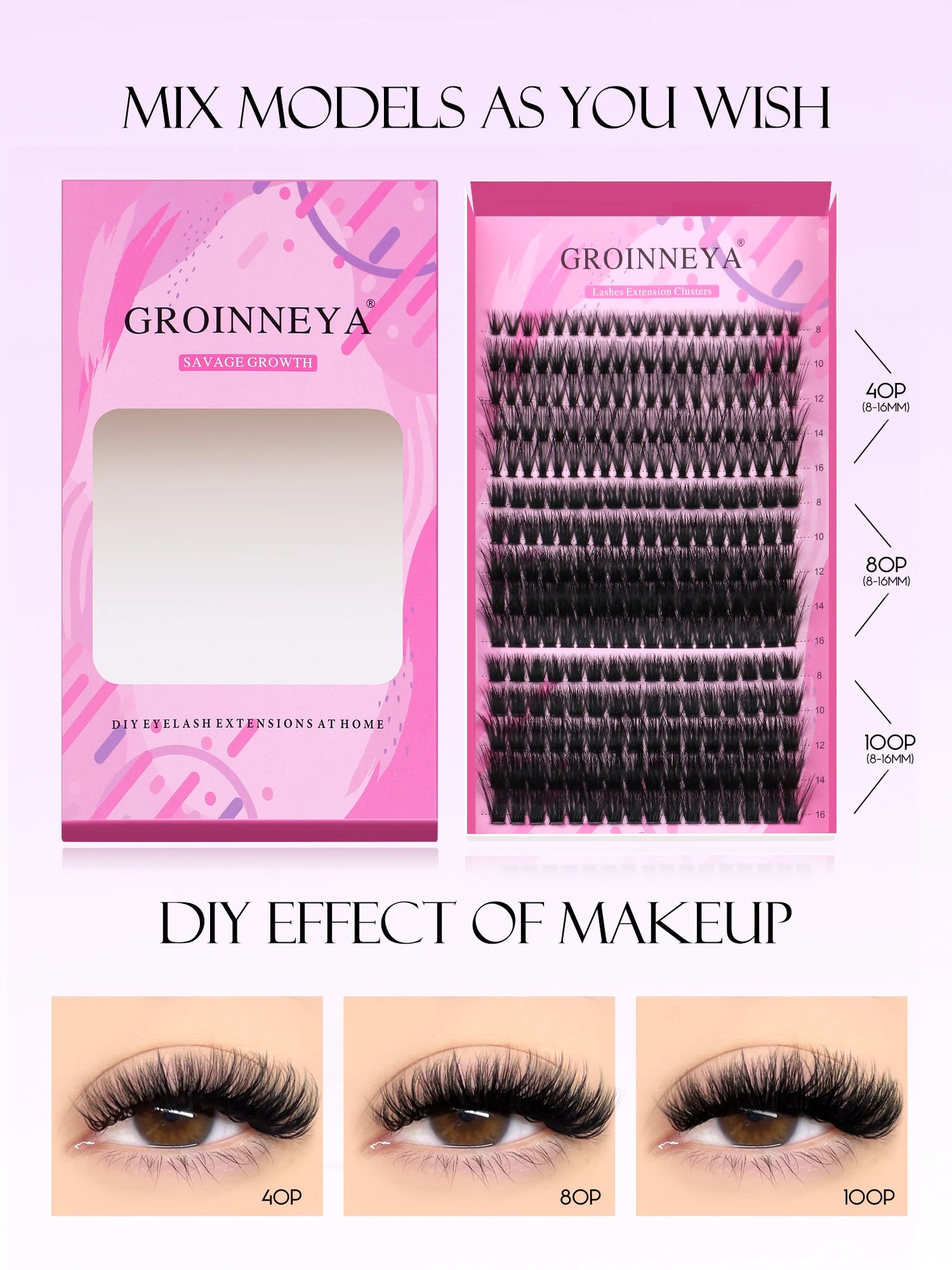 DIY Eyelashes Cluster Lashes Kit Extensions Premade Volume Eyelash Extension with Eyelash Tweezers Fake Eyelashes