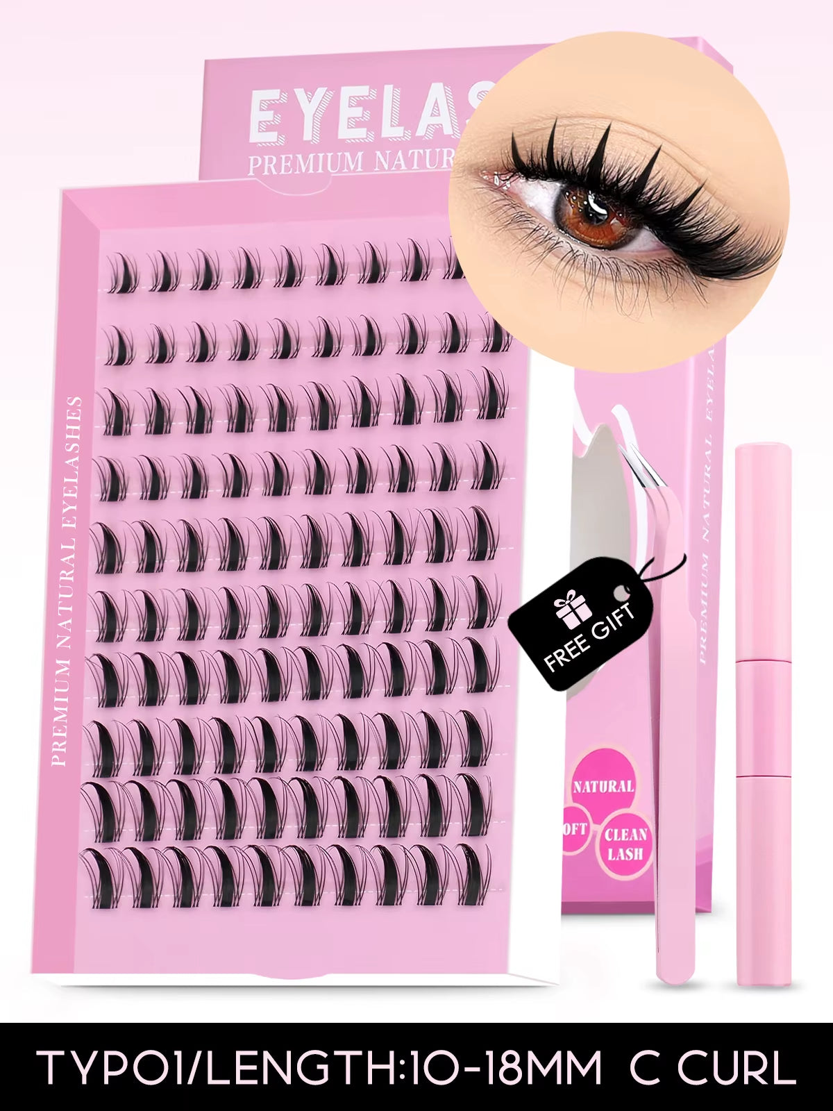 DIY Lash Kit 10-18Mm Manga Lashes Mixed Tray Lash Clusters Individual Eyelashes Kit with Lash Bond DIY Lashes