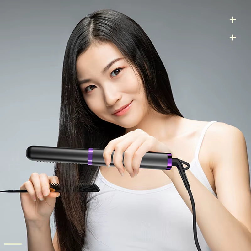 Mult-Ifunctional 2 in 1 Negative Ion Ceramic Electric Heat Brush Hair Straightener Hair Styling Tools Heating Comb