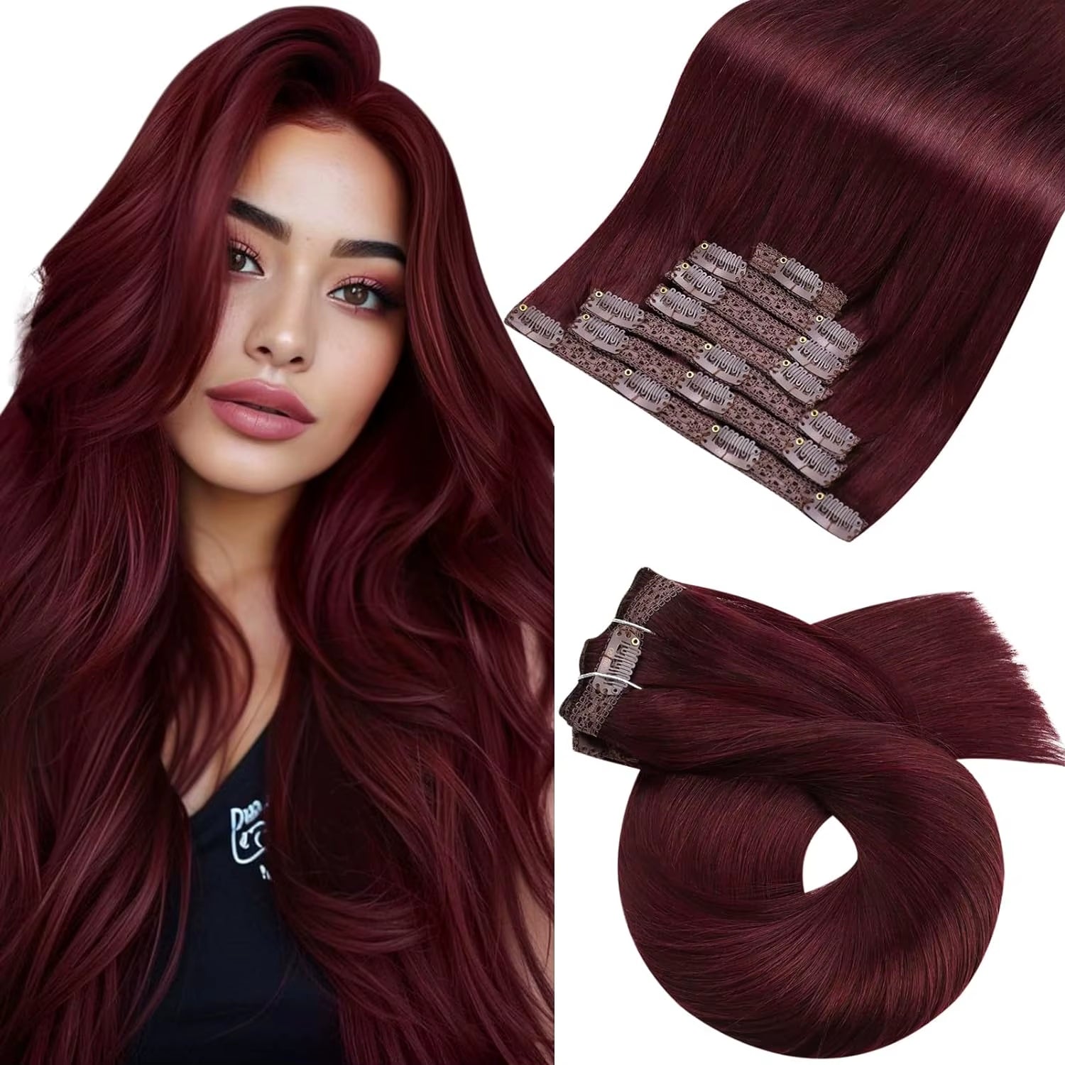 [Hot Sale]  Clip in Hair Extensions Real Natural Hair Remy Straight Set 5&7 Pcs Brazilian Clip in Human Hair Extensions