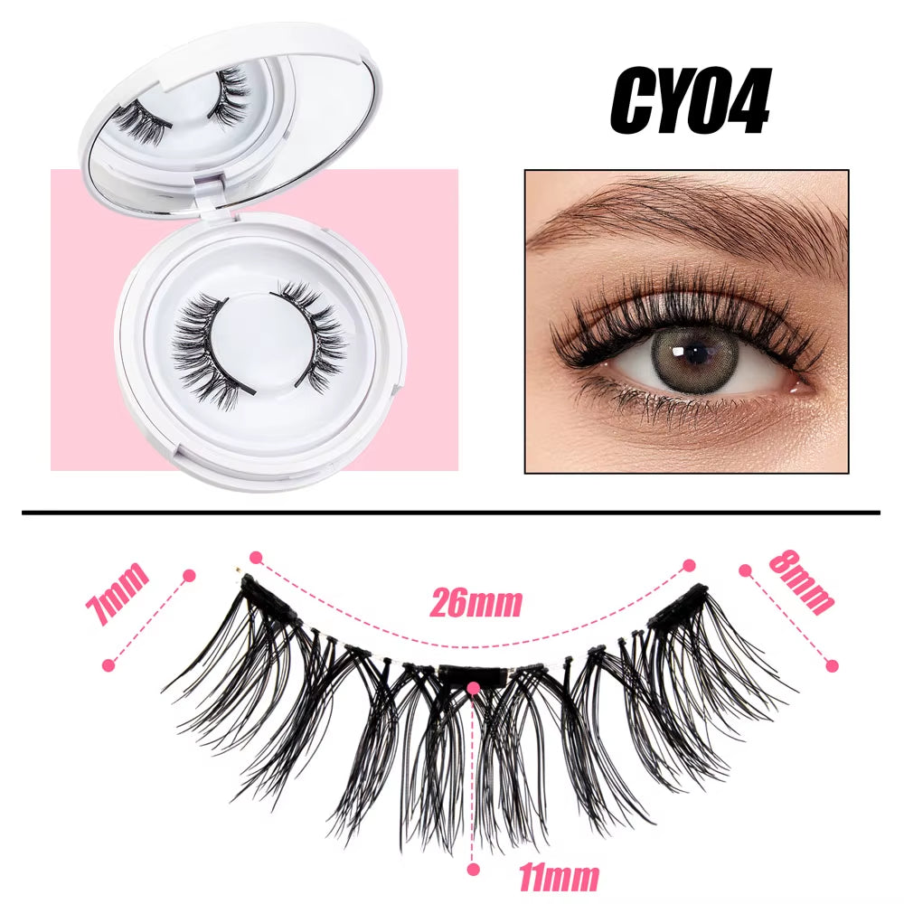 3D Natural Magnetic Eyelashes Kit No Glue Needed Fluffy Reusable Professional 3D Magnetic False Eyelashes